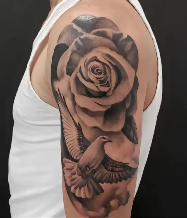 Dove with a Rose Tattoo