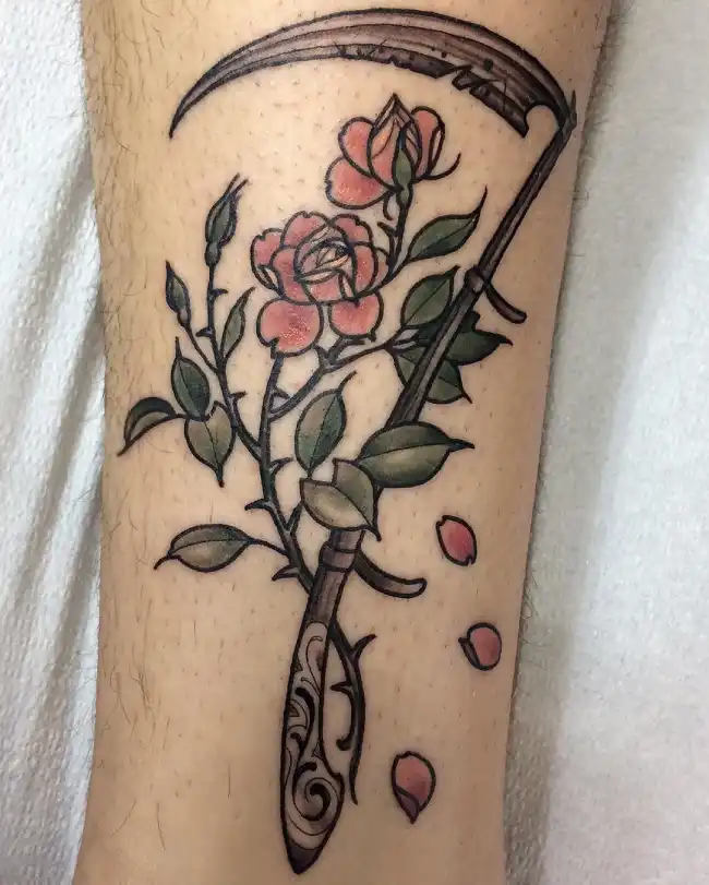 What Is the Meaning Behind a Scythe and Rose Tattoo?